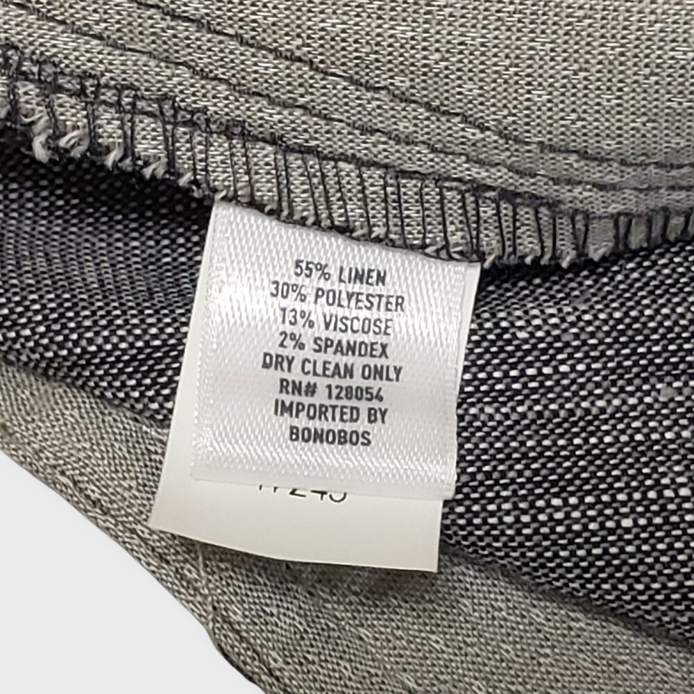 SOLD-Bonobos Mens Linen Blend Slim Trouser Pant Grey Sz 38x32 Preppy Workwear - Picture 9 of 14